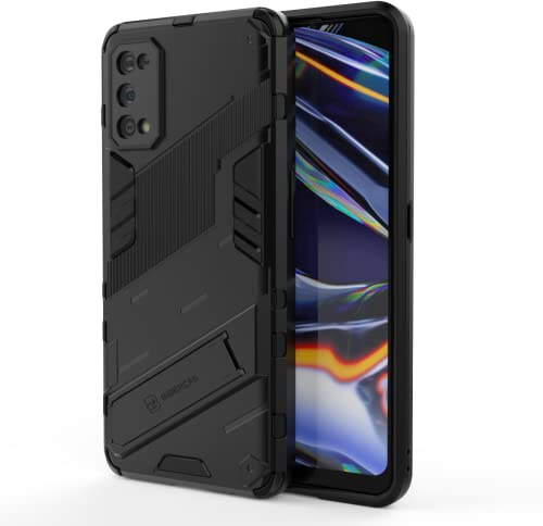 EASSGU Hülle für Oppo A54 5G / Oppo A74 5G (6.5 Inches), mit Kickstand PC Silikon Stoßfester Armor Handyhülle - Schwarz