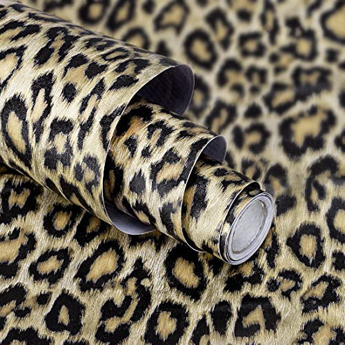 Papel pintado con estampado de leopardo para pegar y despegar, papel tapiz decorativo autoadhesivo para estantes, encimeras, armarios, 45 x 297 cm