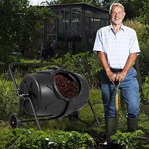 Compost Tumbler, 190L Outdoor Backyard Plastic Tumbler Garden Compost Bin with Handle