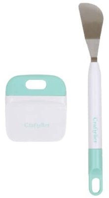 Craftelier - Spatel und Schaber Set : Unverzichtbare Werkzeuge für die Arbeit mit verschiedenen Scrapbooking und Bastelmaterialien wie Vinyl und Papier : Farbe weiß und türkis