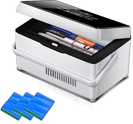 Réfrigérateur à médicaments, glacière à insuline portable avec 3 piles, mini thermostat électrique intelligent, grand espace de réfrigération pour voiture, voyage, sac isotherme médical à domicile