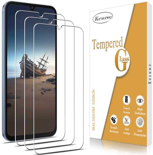 Kesuwe [3 Piezas] Protector Pantalla para Samsung Galaxy A15 5G, Dureza 9H Cristal Templado, Antiarañazos, Antihuellas, Fácil de Instalar, Sin Burbujas