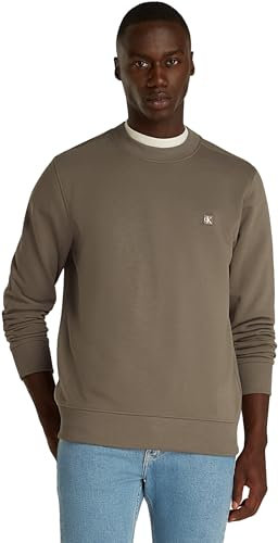 Calvin Klein Uomo Felpa Badge Crew Neck Regular Fit, Marrone (Falcon), XS