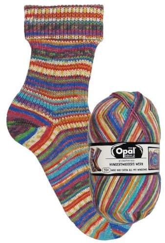 Opal Sockenwolle Hundertwasser neue Serie | Sockengarn 4-fädig | Strumpfwolle zum Stricken und Häkeln | 100g, 420m (Farbe 4055 Who has eaten all my windows)