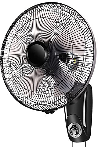 Wall Mount Fan, Oscillating Fan, 16 Inch, 5 Blades, 3 Speeds, Knob Control, for Bedroom Home Kitchen Office,Black (Black Knob control)