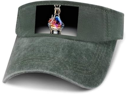 Sport Sun Visor Hat Adjustable Empty Top Baseball Cap Perfume Bottle Outdoor Sun Cap for Women Men, Army Green-perfume Bottle, Small-3X-Large