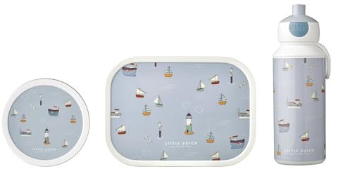 Mepal - Set déjeuner Campus Little Dutch pour enfants avec bouteille d'eau pop-up, boîte à lunch et boîte à fruits - Kit de pause pour l'école ou les déplacements - Passe au lave-vaisselle et sans BPA