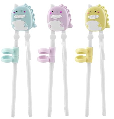PandaEar 3 Pairs Kid Chopsticks, Dinosaur Children Learning Practice Training Chopsticks for Kids Beginners Toddler