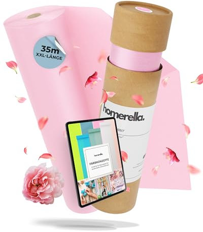 HOMERELLA® Tischläufer Rosa [30cm x 35m] - Vlies Tischläufer Rolle - Table Runner Tischband - Tischläufer Stoff - Tischläufer zu Geburtstag, Hochzeit, Weihnachten, Taufe & Konfirmation - Dekoration