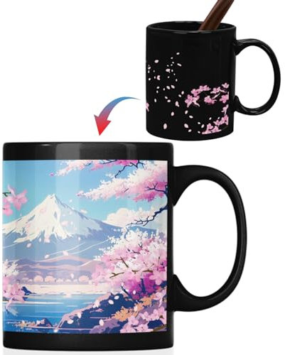 Onebttl Japanese Gifts for Women Men, Cute 350ml/12oz Heat Sensitive Magic Coffee Mug for Friends, Girlfriends, Boyfriends, Japanese Friends for Christmas, Birthday