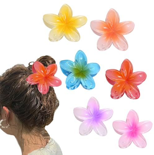 6 Pièces Pinces à Cheveux Fleur, Pince à Griffes Fleur Antidérapante, Pinces à Cheveux Hawaïennes, Jolies Pinces à Cheveux pour Cheveux Épais Et Fins