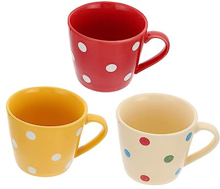 Garneck 3pcs Dot Coffee Mug Ceramic Cups Round Dot Elements Hot Drink Cups for Home Office