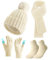 Schal Mütze Handschuhe Set Damen, 4pcs Gestrickt Mütze Schal Set mit Touchscreen Handschuhe Baumwoll Socken, Super Weiche Und Warme Beanie Ski Geschenkset für Frauen Outdoor Sports