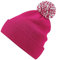 Roughtex Bommelmütze Damen Herren - Doppellagige Wintermütze als Beanie oder mit Umschlag tragbar Fuchsia
