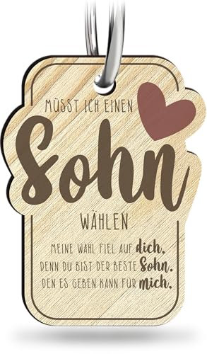 Sohn Schlüsselanhänger handgemacht aus Holz, Glücksbringer, Geschenke für Sohn, Teenager Jungen Geschenk, Coole Sachen für Teenager Jungen, bester Sohn der Welt
