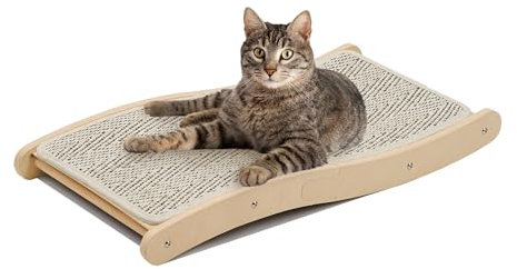 PETKARAY Sisal-Kratzbrett für Katzen, gebogener Sisal-Kratzbaum, große Kratzmatte für Hauskatzen, strapazierfähiges Lounge-Bett für Kätzchen