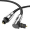 EMK 90 Degree Optical Cable 360 Degree Free-Rotating Fiber Optic Cable Toslink Male to Male Cable for Home Theater, Soundbar, Gaming Console, Speaker (90 Degree to Straight, 6.6FT/2M)