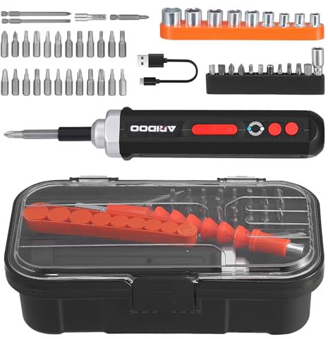 Set di avvitatore a batteria 48 in 1, 3,6 V con coppia di 5 Nm, cacciavite elettrico ricaricabile con manico antiscivolo, leggero (171 g) per fai da te e industriali, 48 accessori inclusi trapano e