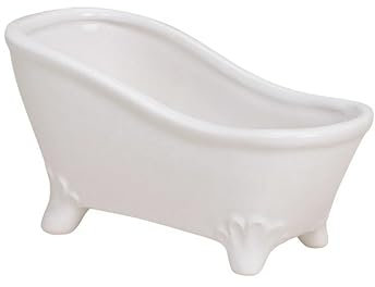 Seifenschale weiß - Form Badewanne Wanne Deko Badezimmer Dekowanne aus Keramik 16x7x9 cm (BxTxH)