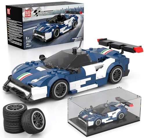 Mould King 27086 Technik Sportwagen Bausteinsets mit Acryl Vitrine Modellautos zum Sammeln, Geschenke für Kinder ab 8+ Jahren/Erwachsene Sammler Enthusiasten, (410 Teile)