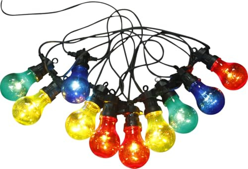 Brightium Lichterkette mit bunten Glühbirnen, 7,5 m, IP44, ideal für Innen- und Außendekoration bei Partys und Veranstaltungen.