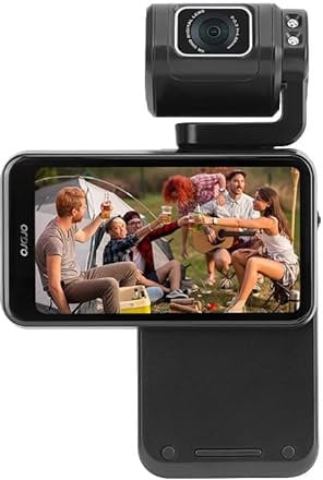 5K Vlogging Camera, 3-Axis Stabilization Vlog Camera, 3.5'' Rotatable IPS Touchscreen, 1/2.5'' CMOS & 4K/60FPS Video, IR Night Vision, Face Tracking, Pocket Camera with 64G Card for Vlogging/YouTube
