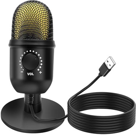 MEIRIYFA Microphone USB à condensateur pour PC Gaming PS4/5 Streaming Podcasting Enregistrement Mic Support réglable avec rotation à 360°