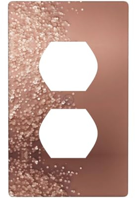 YYHWHJDE Rose Gold Glitter Picture Double Socket Wall Panel Electrical Socket Cover Plate is Shatter Resistant and Durable 4.5x2.76in