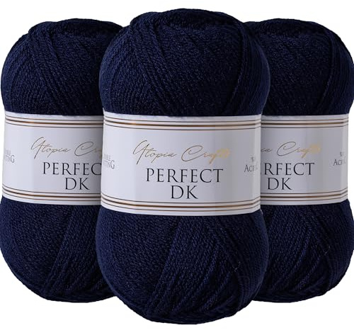 Utopia Crafts DK Double Knitting Yarn 3x 100g (Navy Blue)