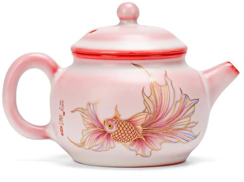 Teekannen Handgefertigter Rosa Ru-Ofentopf, Teekocher, Wasserkocher Mit Sieb, Teeservice-Kollektion, 150 Ml, Handgefertigte Teekanne Aus Gefrorener Keramik Porzellan-Teeservice Tragbares Teeservice