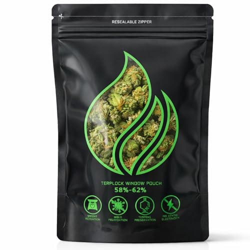 Lot de 6 sachets de terpènes de 30 g pour le stockage des herbes et des récoltes - Sacs de rangement réutilisables - Avec régulation de l'humidité - 58 % et 62 %