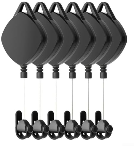Durashmall Einziehbares VR-Headset-Kabel-Management-System, 6 Stück, ABS-Decken- oder Wandhalterung, Kabelhaken für Meta 2, 3, 3S, PS, VR2, Vive Rift S, für organisierten Spielraum