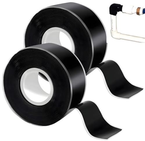 KEORHEZ 2 Rollen Silikonband Selbstklebend, Abdichtungsband, Isolierband Wasserdicht, 2,5 CM X 3 M, Geeignet Zur Reparatur Von Wasserleitungen, Kabeln Usw (Schwarz)