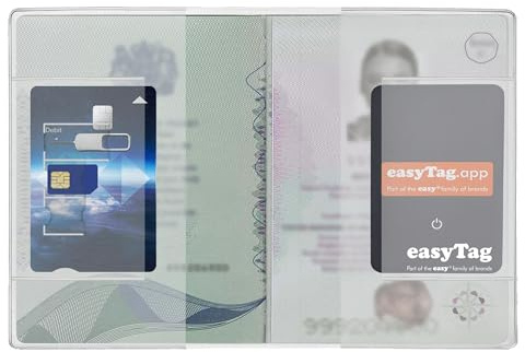 easyTag Reisepass Tracker Abdeckung-reisepasshülle transparent Mit Fächern | Für SIM-Karten Und Bankkarten, Schützende Und Kompakte Hülle Zur Sicheren Aufbewahrung des Reisepasses