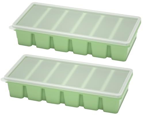 hommova 2-Pack Silicone Freezer Moulds with Lids – Food-Grade Soup & Broth Storage Trays for Meal Prep, Freezable Sauce Butter or Stock Cubes