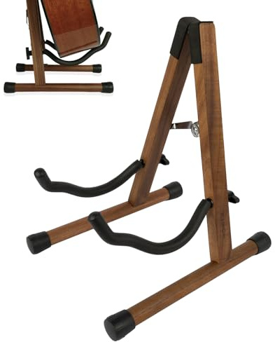 STRICH Holz-Gitarrenständer, klappbarer A-förmiger Ständer für akustische und elektrische Gitarren, Holzhalterung für Ukulele, Bass, Cello, Mandoline und Banjo, SGS-02