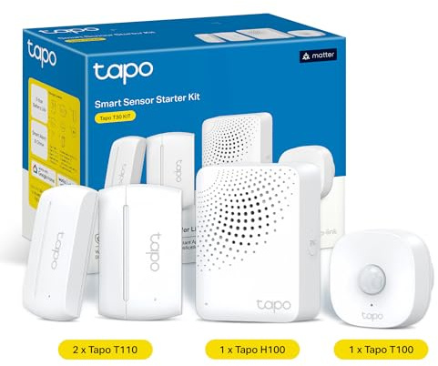 NEW Tapo T30 KIT Smart Sensor Kit with Hub, Motion Sensor Tapo T100, 2×Door Sensor T110,HubAlarm H100,Instant Alerts,2 Year Batterv Life App Control,Home Security, Doors,Windows, Easy Setup