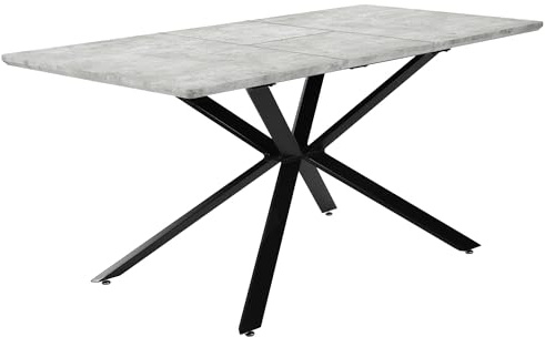 FURNITABLE Esstisch Ausziehbar 4-6 Personen,Rechteckig Küchentisch,Grau Esszimmertisch aus Holz,Dining Table für Wohnzimmer, Küche 120-160 x 80 x 75cm