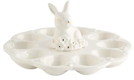 home&you Eierplatte Bellissima ⌀23 cm, Egg Tablett aus Keramik, Tablett Catering-Platte für Teufels-Eier, Ostereier Halter & Desserts dekorative Küche Platt, Osterdekoration, Frühlingsdeko