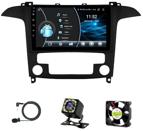 Autoradio Android per Ford S-Max (2007-2015) - CarPlay wireless/Android Auto/DSP - Telecamera + Microfono - 2 DIN da 9 pollici - Comandi al volante, supporta SWC 4G WiFi DAB Veloce(W5)