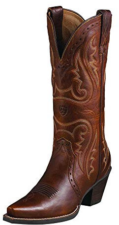 Ariat Women's Heritage Western R Toe Western Cowboy Boot, Black Deer Tan, 7.5 B US