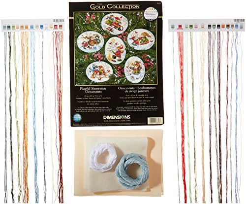 Dimensions D08828 Gold Petite, gezählte X Stitch, Ornament, Schneemänner, 6