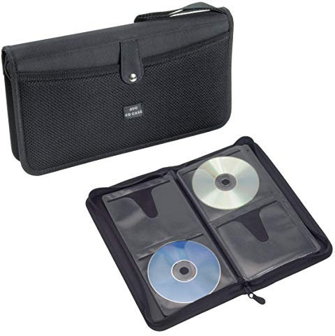 Alevar Custodia Porta CD da 48 Posti, Organizer Portatile in Nylon con Chiusura a Cerniera e Tasca Esterna per CD DVD e Blu-ray, Formato 30x15,5x8 cm, Colore Nero, Confezione da 1 Pezzo