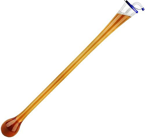 Plastic Yard of Ale Glass with Lid and Straw by bar@drinkstuff | 2.8 Pint, 3ft Yard of Ale Glass, Plastic Yard Glass | Novelty Beer Glass 1yd Long