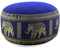 Livasia Meditationskissen Thaiseide - Ø 32x20cm - Yogakissen klein mit Kapok, Pouf, Bodenkissen Yoga Zen Meditation, Sitzkissen Garten Balkon, Zafukissen handgefertigt (Blau/Elefanten Seide)