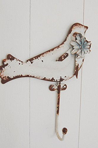 windschief-living Haken im Shabby chic Landhausstil Vogel Wandhaken in weiß
