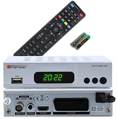RED OPTICUM AX C100s Digitaler Kabel-Receiver HD - EPG - HDMI - USB - SCART - Coaxial Audio I Receiver für Kabelfernsehen I DVB-C Receiver silber