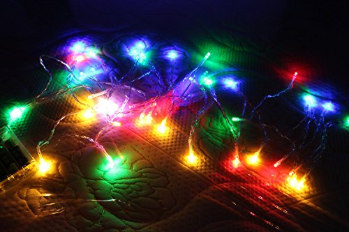 Timewanderer RGB Colorful Led String Fairy Light AA Battery Operated Bright LED Lights Decorative Lights on Clear Wire for Home DIY Decoration (5M 50 LEDs)