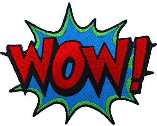 Wow Iron Sew On Patch Embroidered Bag Badge Comic Word