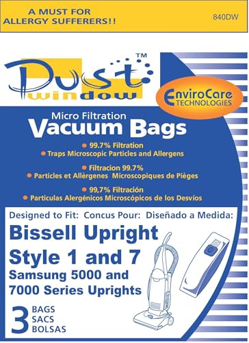 EnviroCare Premium Replacement Multi-layer Micro Filtration Dust Window Vacuum Bags Compatible with Bissell Style 1 & Style 7 / PowerForce 3522, PowerGlide 3545, Bissell Plus 3350 Series 3 Pack